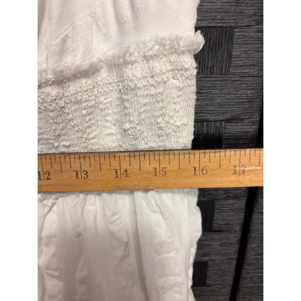 J.Crew Dress Women 10 White Cotton Seersucker Ruffle Hem Grad Bride Coquette - Picture 7 of 9